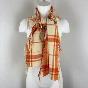 Banana Republic Plaid Fringe Wool-Angora Scarf